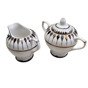 Grace Teaware Elegant White and Black Tea Set